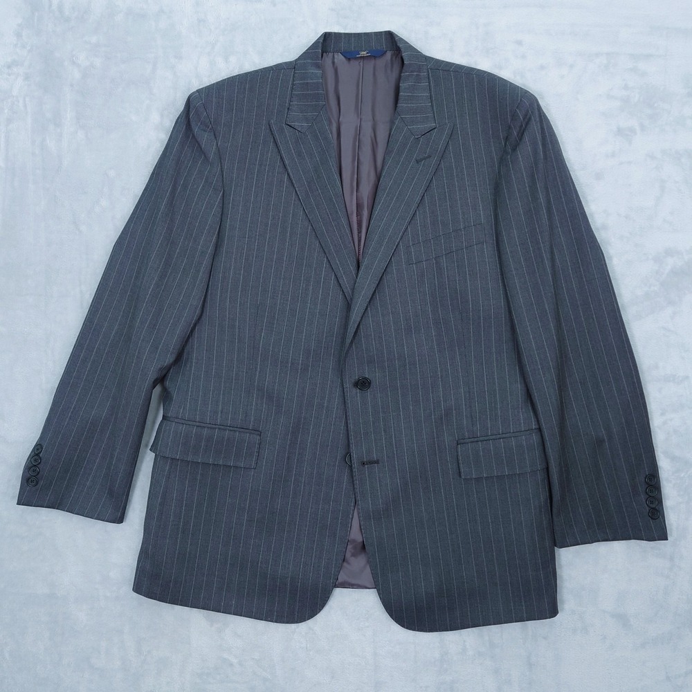 Brooks Brothers Regent Fit Blazer 46R 100% Wool Jacket Gray Striped Peak